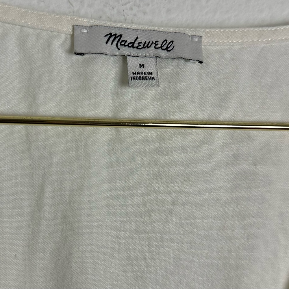Madewell Linen Cotton Side Button Midi Dress Size M - Picture 3 of 6